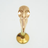 PVD Gold Raven Skull Titanium Flatback Piercing: Internally Threaded (18g, 16g, 14g)
