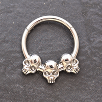 Implant Titanium Skull Hinged Clicker 16g, Daith, Septum, Helix