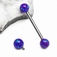Sleepy Lavender Opal Titanium Nipple Bar 14g, 12g
