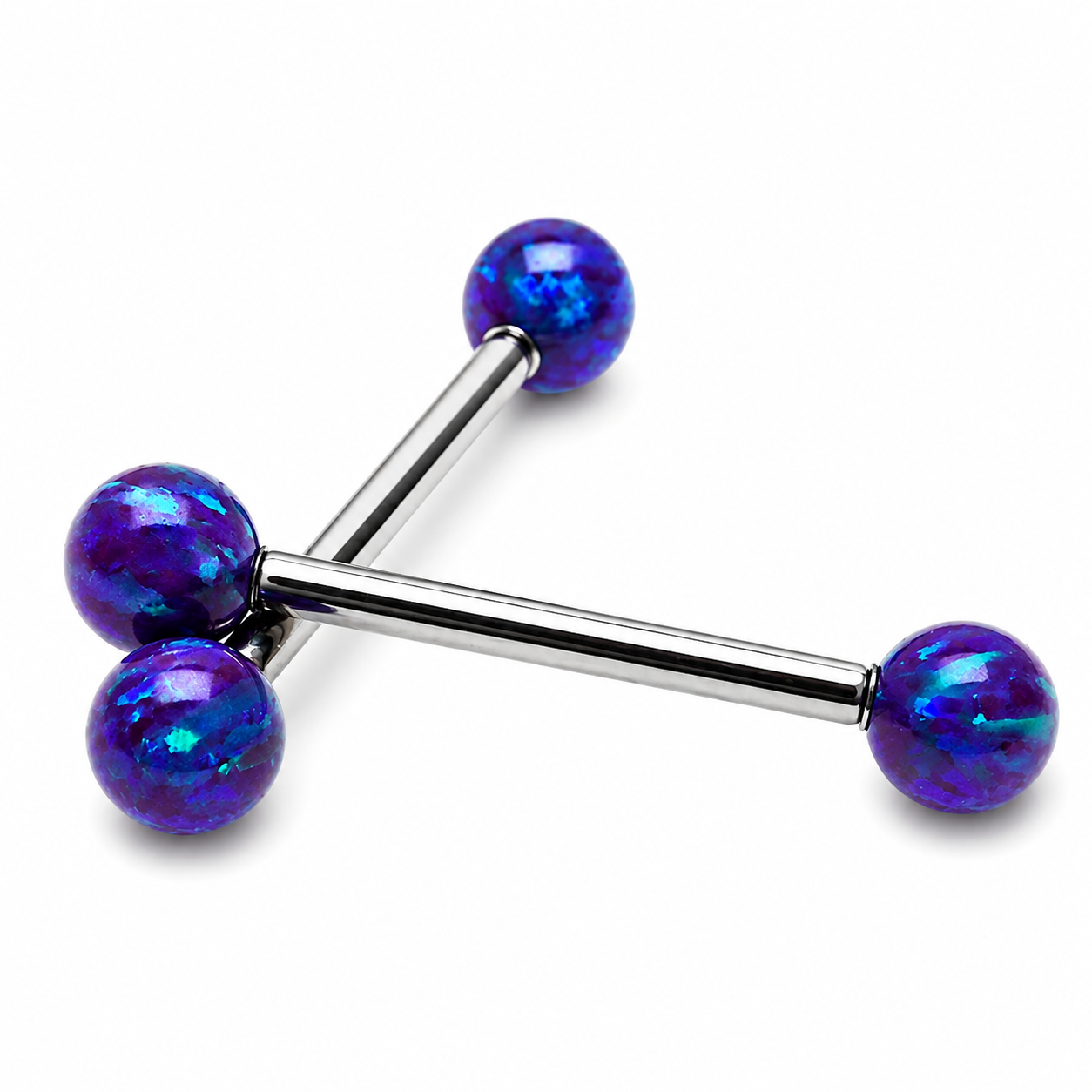 Sleepy Lavender Opal Titanium Nipple Bar 14g, 12g