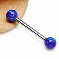Sleepy Lavender Opal Titanium Nipple Bar 14g, 12g