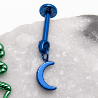 Titanium Dangly Snake & Moon Hidden Helix Flatback Piercing 0.9mm Thread