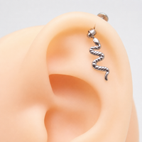 Titanium Dangly Snake & Moon Hidden Helix Flatback Piercing 0.9mm Thread