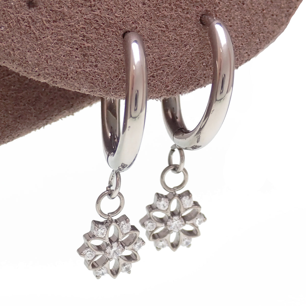 Titanium Hoop Charm Earrings 20g (pair)