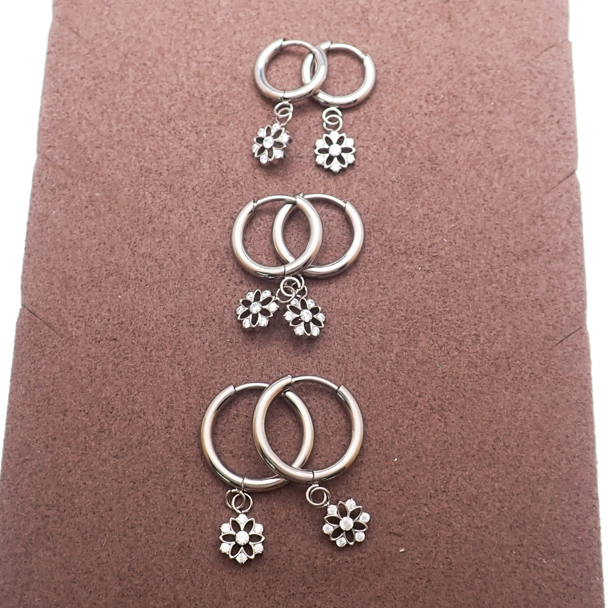Titanium Hoop Charm Earrings 20g (pair)
