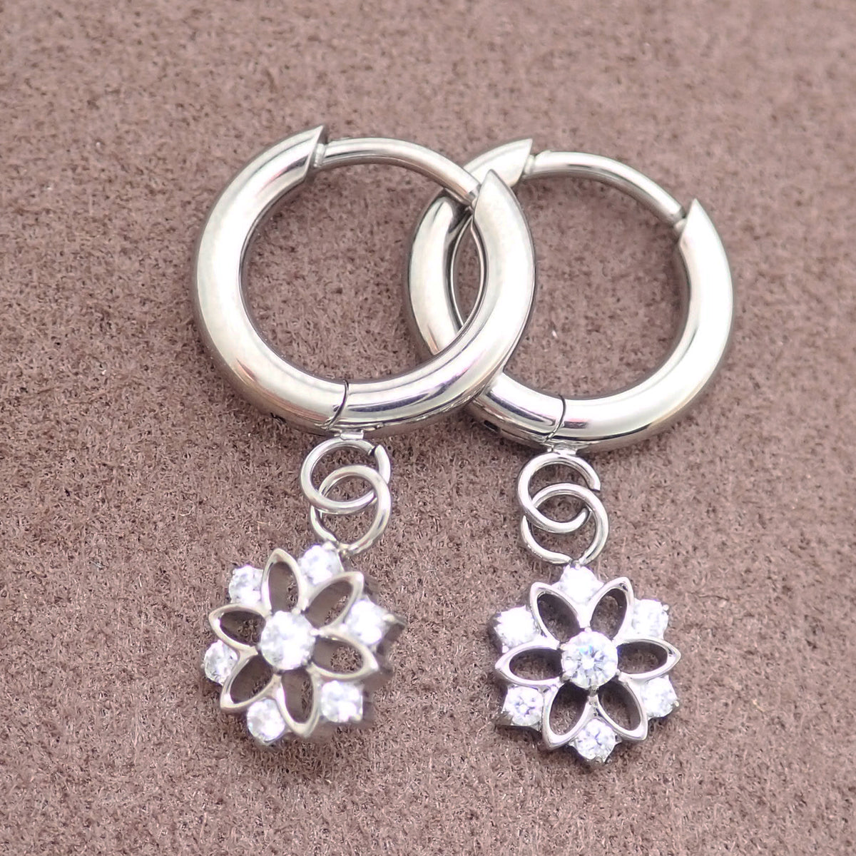 Titanium Hoop Charm Earrings 20g (pair)