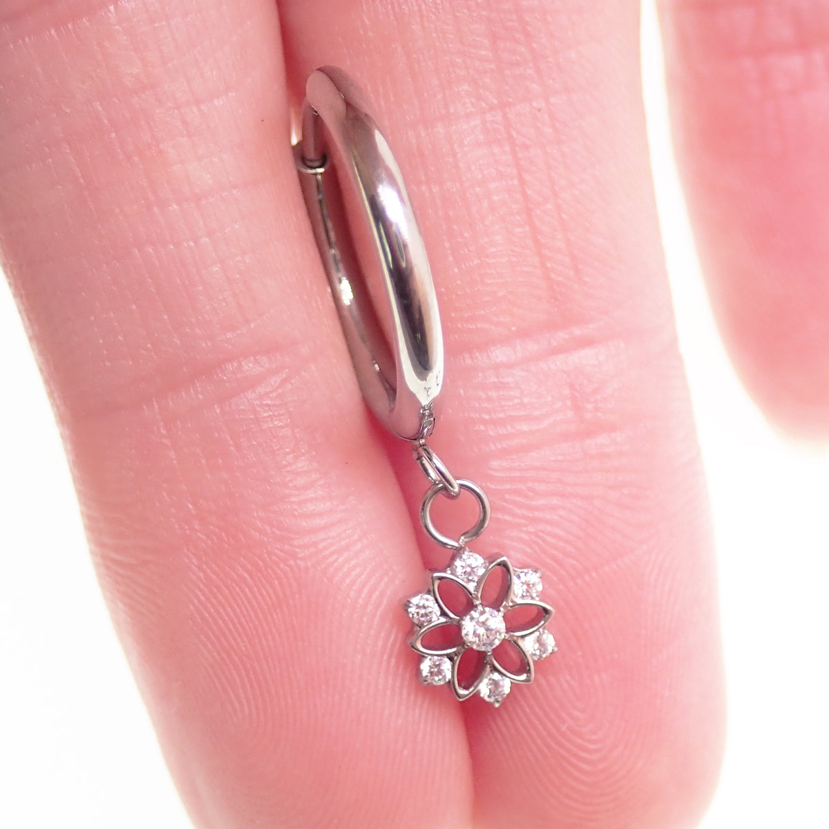 Titanium Hoop Charm Earrings 20g (pair)