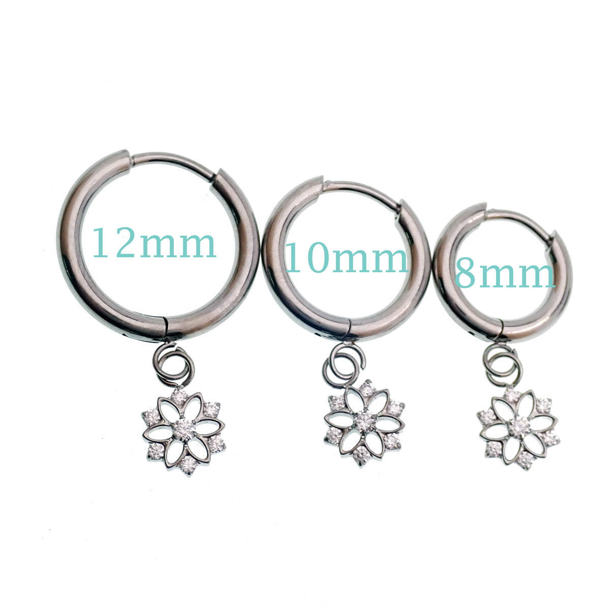 Titanium Hoop Charm Earrings 20g (pair)