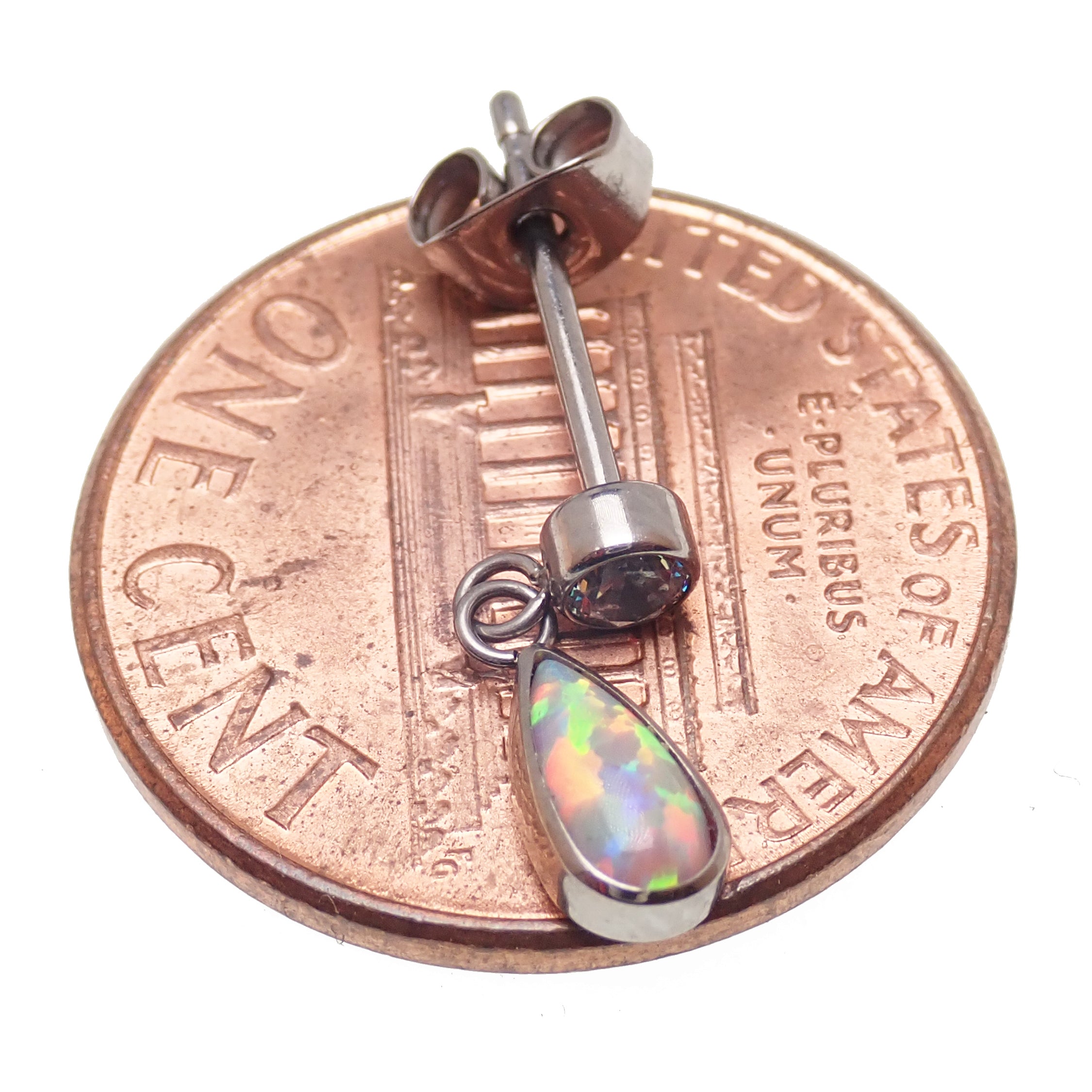 Implant Grade Titanium Snowflower Opal CZ Dangly Earrings - 20g Sold in Pairs