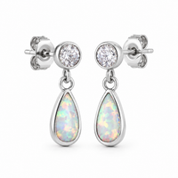 Implant Grade Titanium Snowflower Opal CZ Dangly Earrings - 20g Sold in Pairs