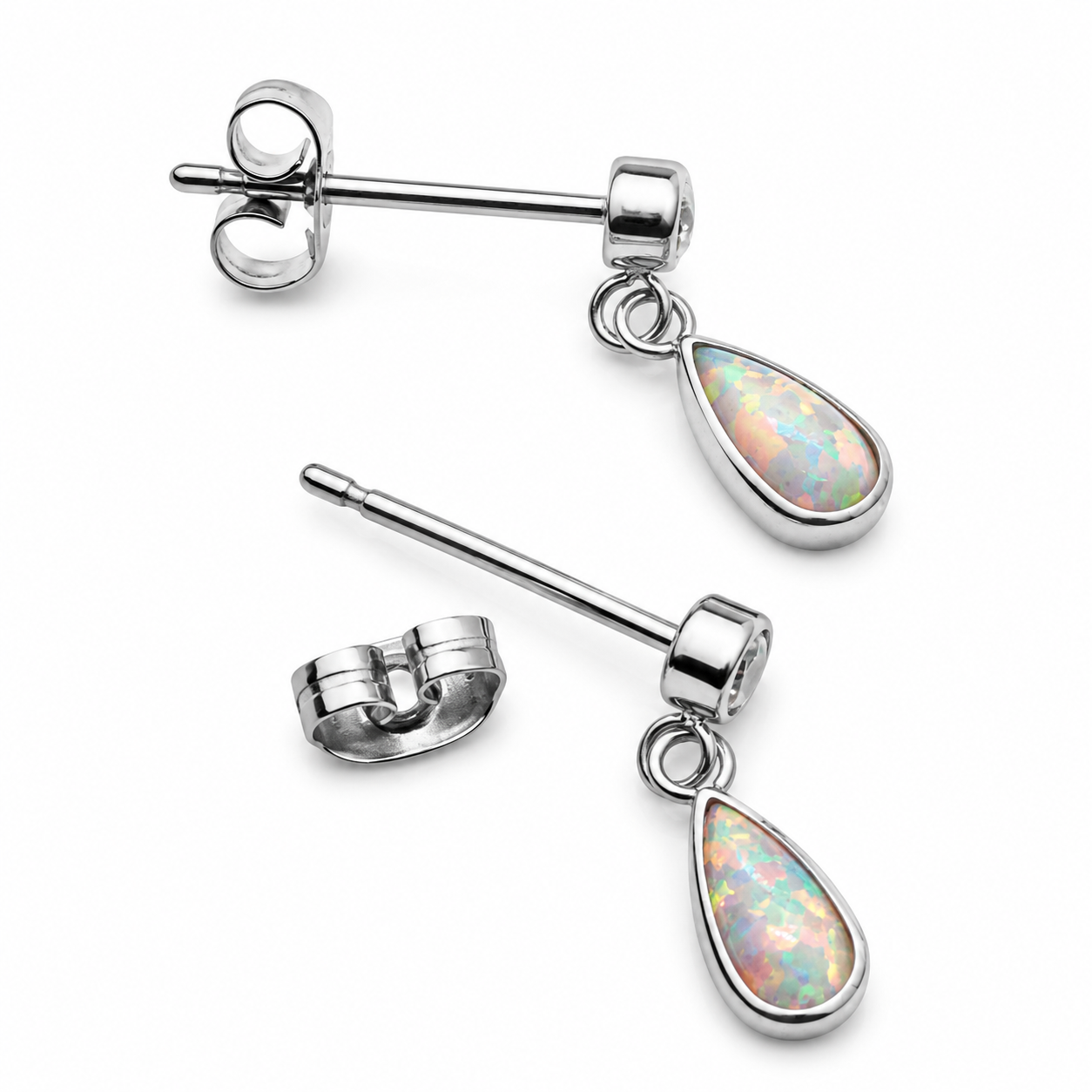 Implant Grade Titanium Snowflower Opal CZ Dangly Earrings - 20g Sold in Pairs