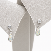 Implant Grade Titanium Snowflower Opal CZ Dangly Earrings - 20g Sold in Pairs
