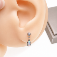 Implant Grade Titanium Snowflower Opal CZ Dangly Earrings - 20g Sold in Pairs