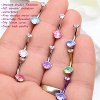 14G Titanium Belly Ring CZ Eye Stone