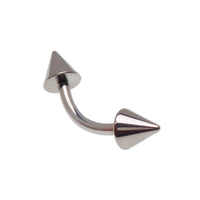 Titanium push fit spiked curved barbell body jewelry with cone tips in 14g, 16g, and 18g from Body Clickers