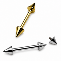 Internally Threaded- Titanium Barbell with cone spikes 14g