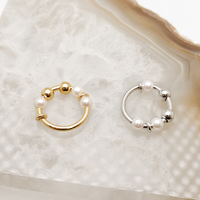 Sterling Silver pearl  Hoop 18g 8mm