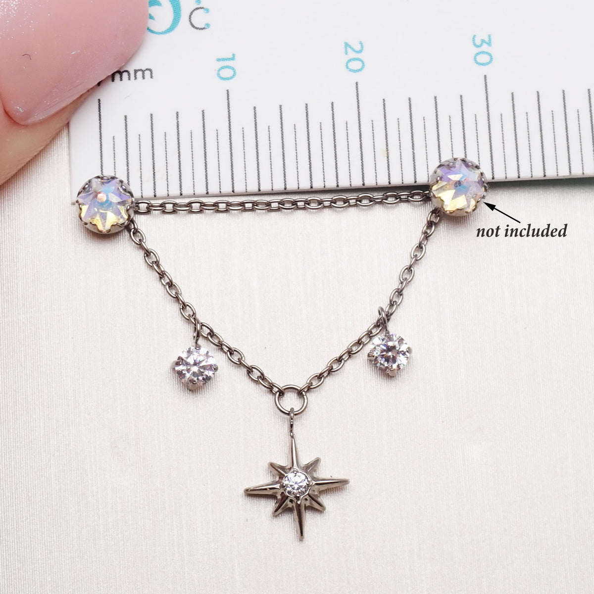 Add On piercing double chain Titanium