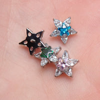 Implant Titanium CZ Star Flatback Piercing, Internally Threaded