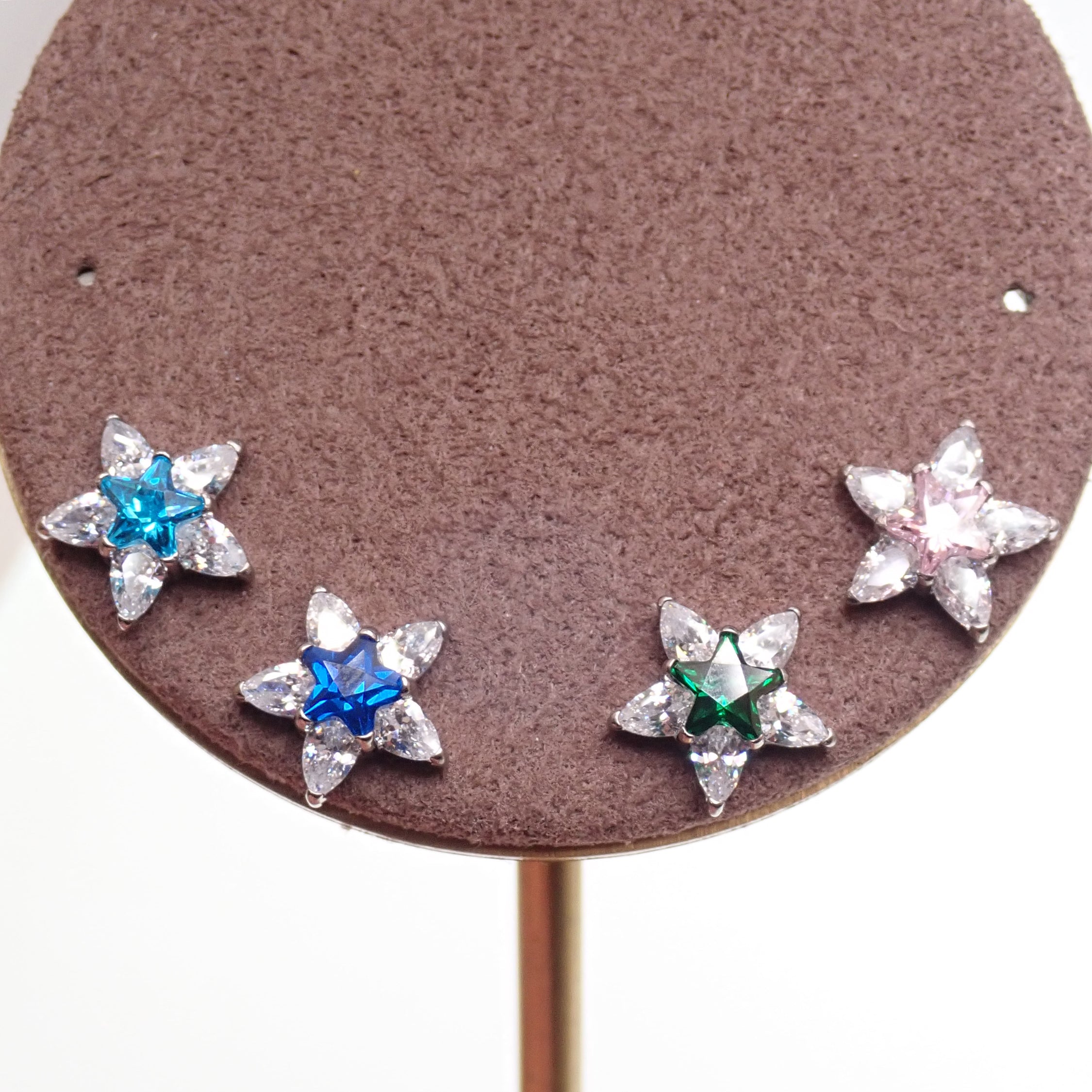 Implant Titanium CZ Star Flatback Piercing, Internally Threaded