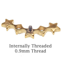 Gold helix curve titanium labret piercing with star CZ design, available in 14g, 16g, and 18g, from Body Clickers.