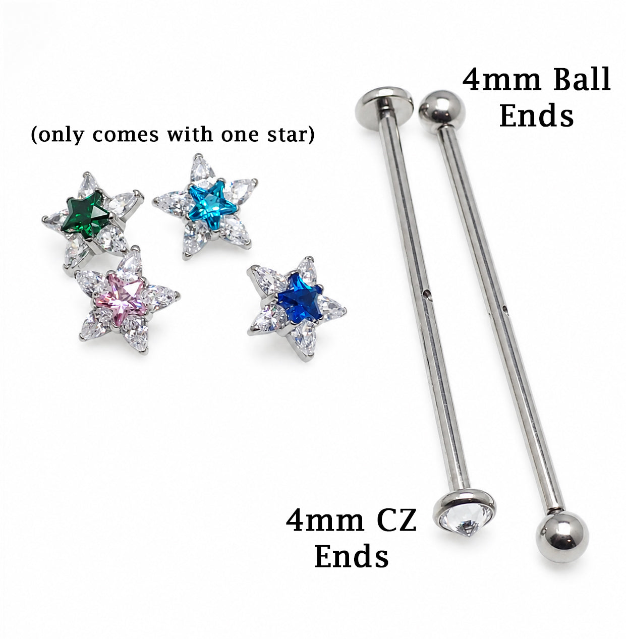 Implant Grade Titanium CZ Star Industrial Piercing