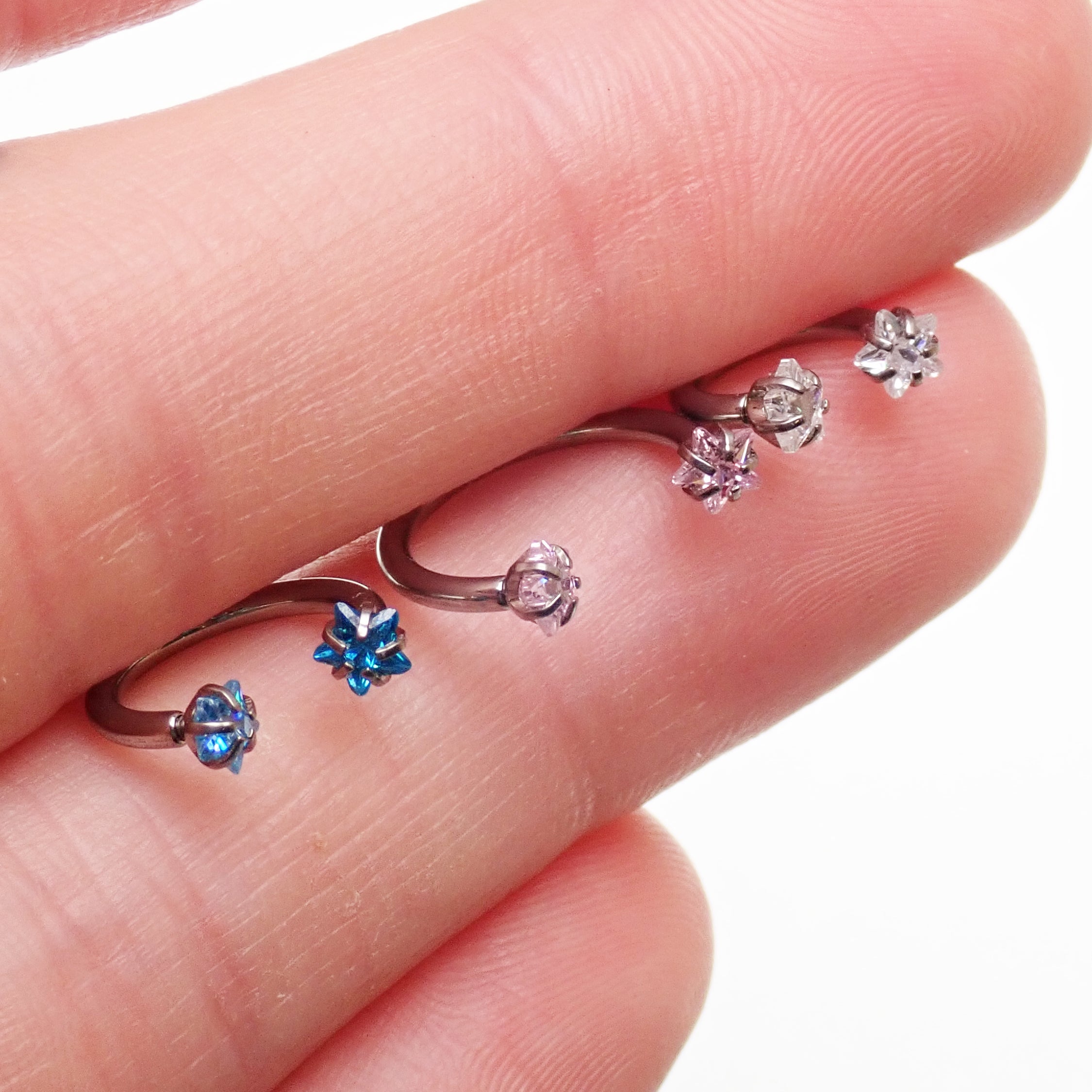 Implant Grade Titanium Horseshoe Ring, Star CZ Stone, Helix Septum Piercing