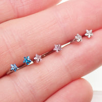 Implant Grade Titanium Horseshoe Ring, Star CZ Stone, Helix Septum Piercing