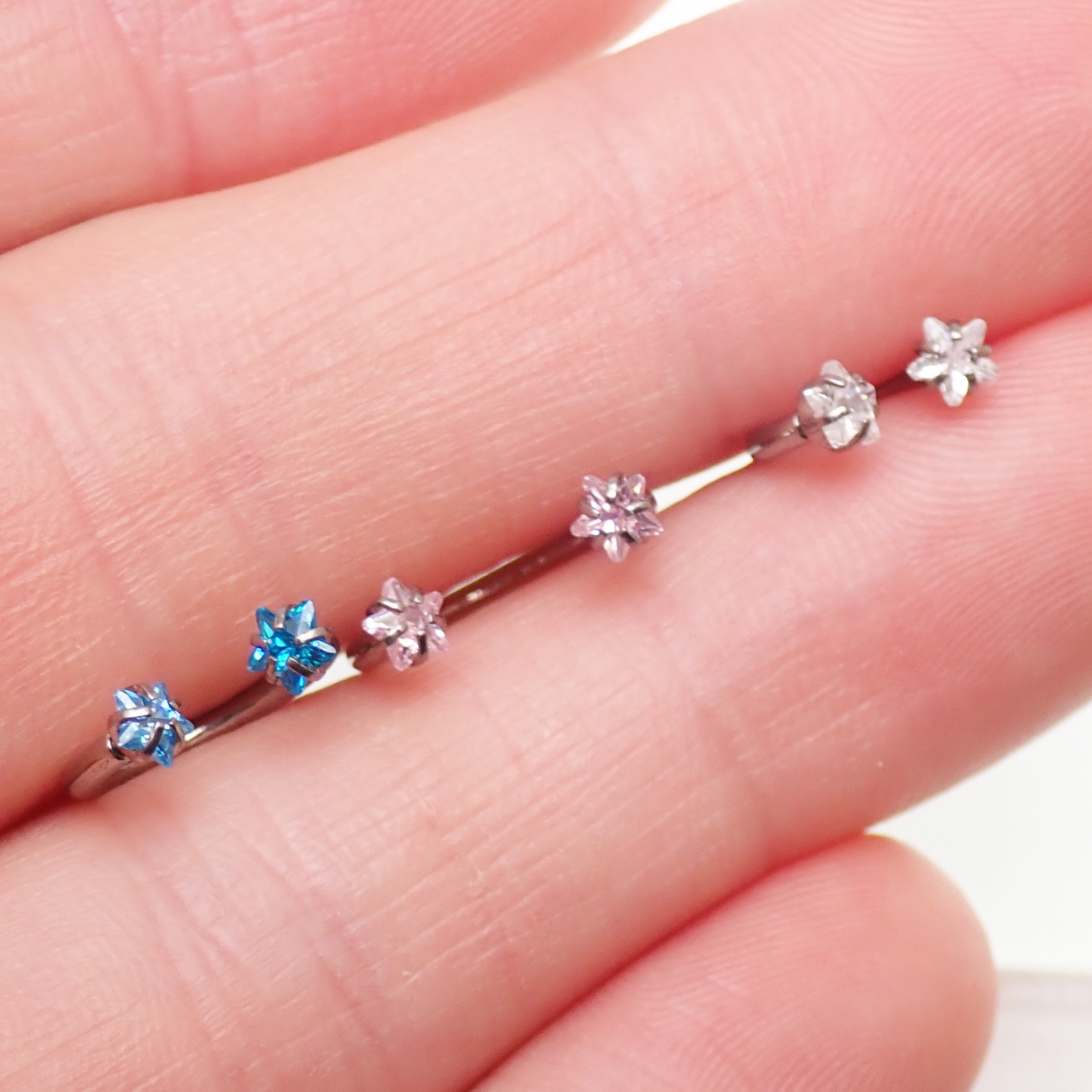 Implant Grade Titanium Horseshoe Ring, Star CZ Stone, Helix Septum Piercing