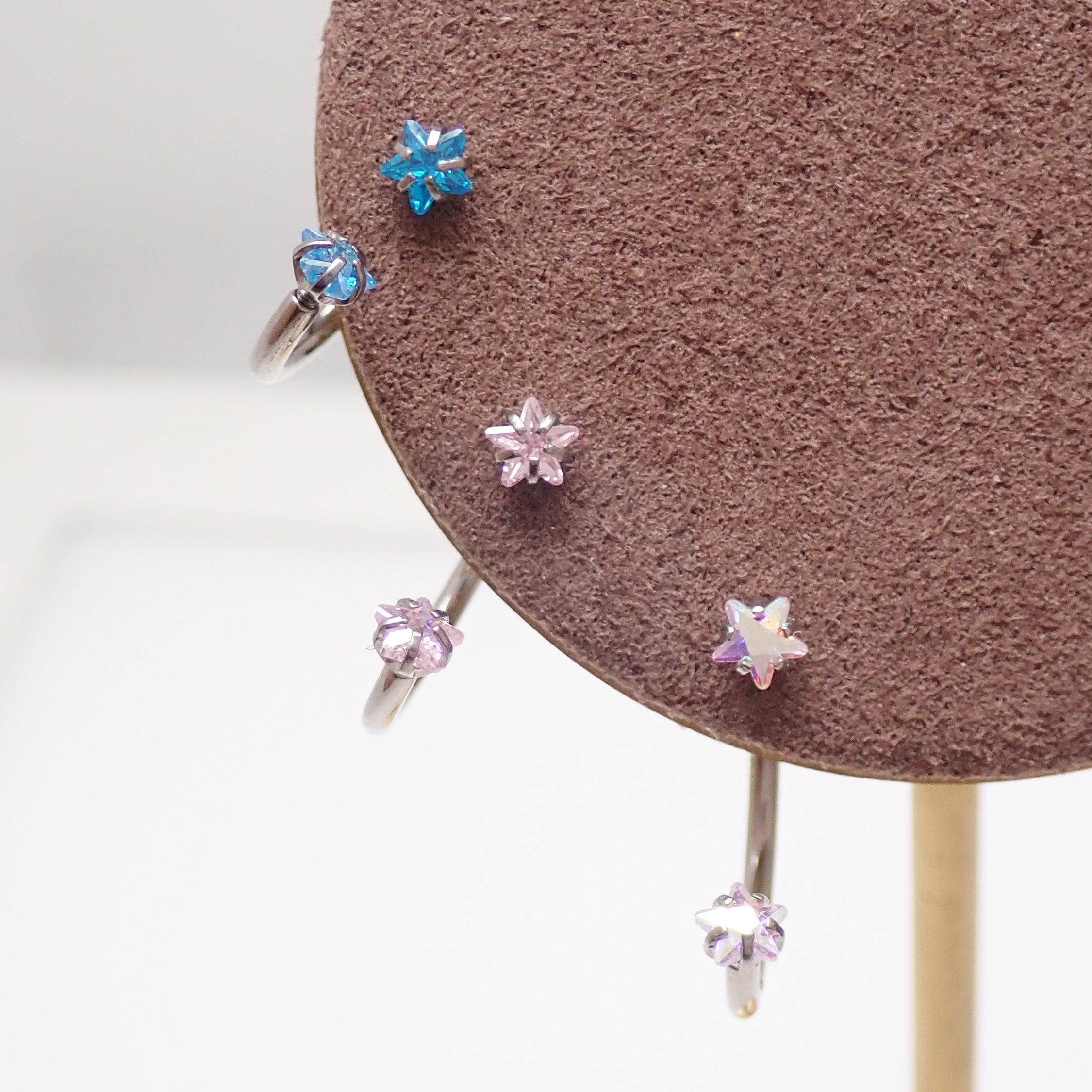 Implant Grade Titanium Horseshoe Ring, Star CZ Stone, Helix Septum Piercing