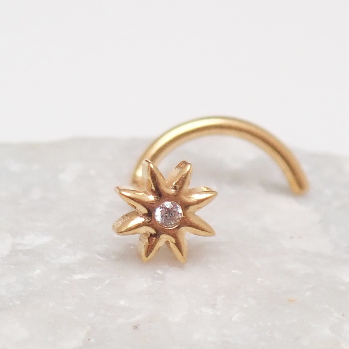 Implant Titanium White Fire Opal Beaded Nose Stud Curl 20g