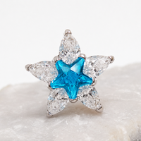 Implant Titanium CZ Star Flatback Piercing, Internally Threaded