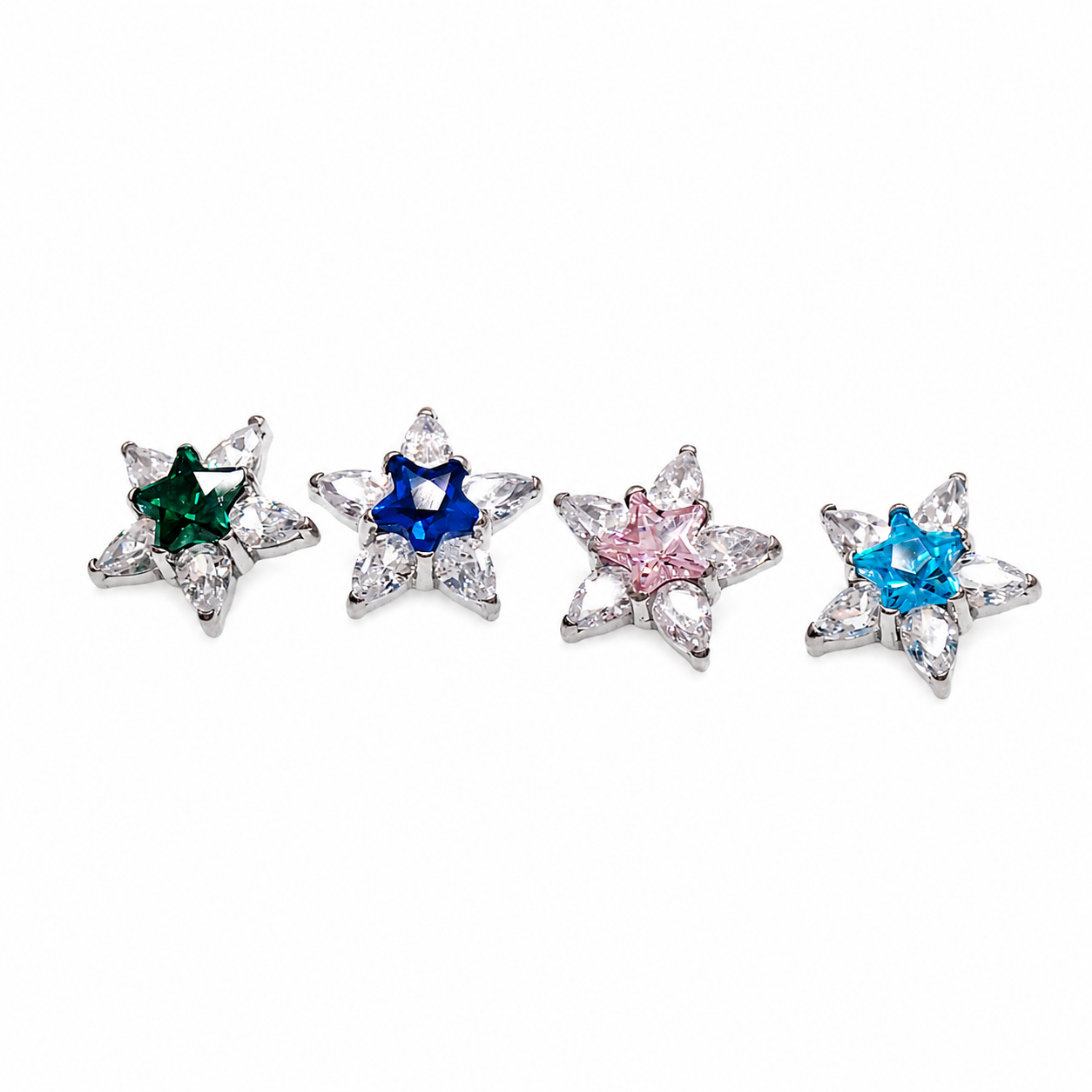 Implant Titanium CZ Star Flatback Piercing, Internally Threaded