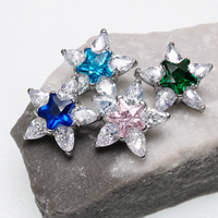 Implant Titanium CZ Star Flatback Piercing, Internally Threaded