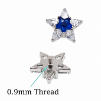 Implant Titanium CZ Star Flatback Piercing, Internally Threaded