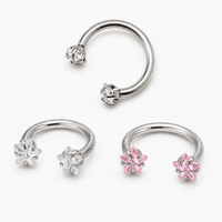 Implant Grade Titanium Horseshoe Ring, Star CZ Stone, Helix Septum Piercing