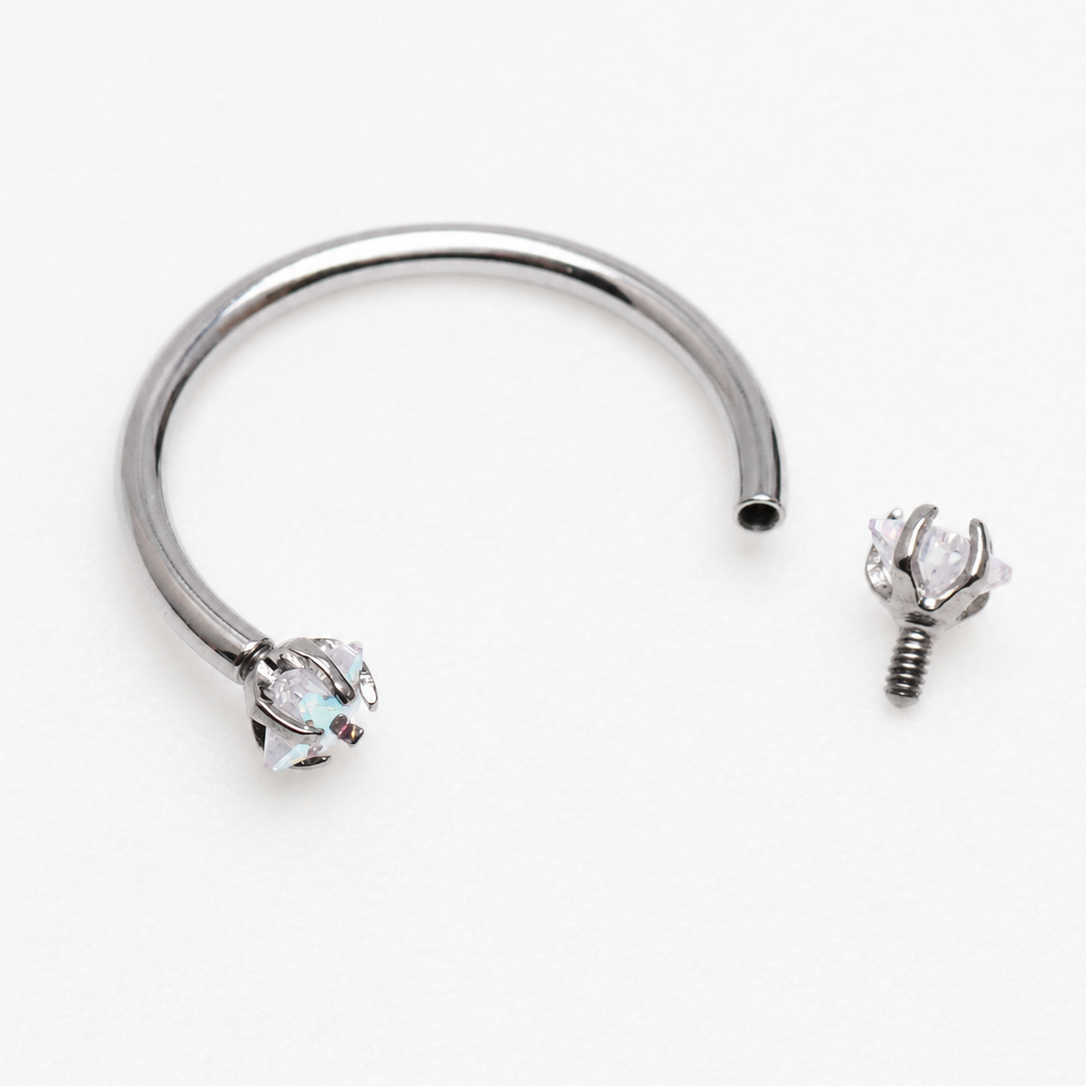Implant Grade Titanium Horseshoe Ring, Star CZ Stone, Helix Septum Piercing