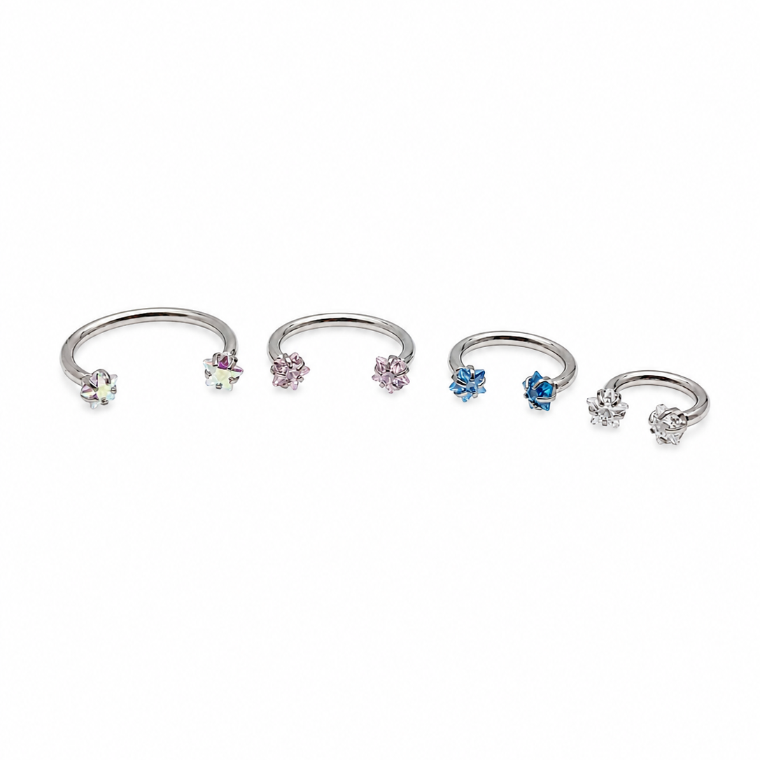 Implant Grade Titanium Horseshoe Ring, Star CZ Stone, Helix Septum Piercing
