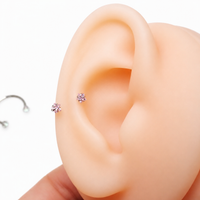 Implant Grade Titanium Horseshoe Ring, Star CZ Stone, Helix Septum Piercing