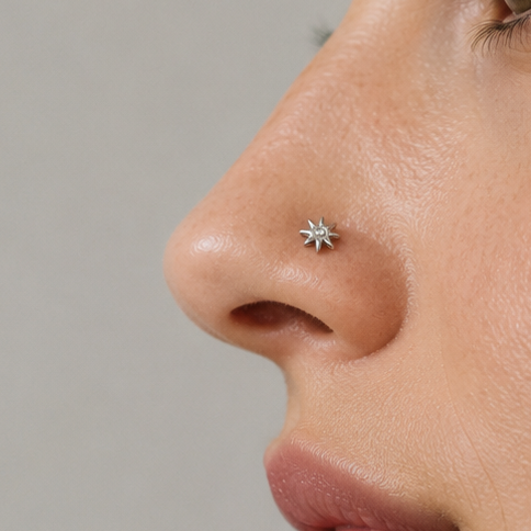 Implant Titanium White Fire Opal Beaded Nose Stud Curl 20g