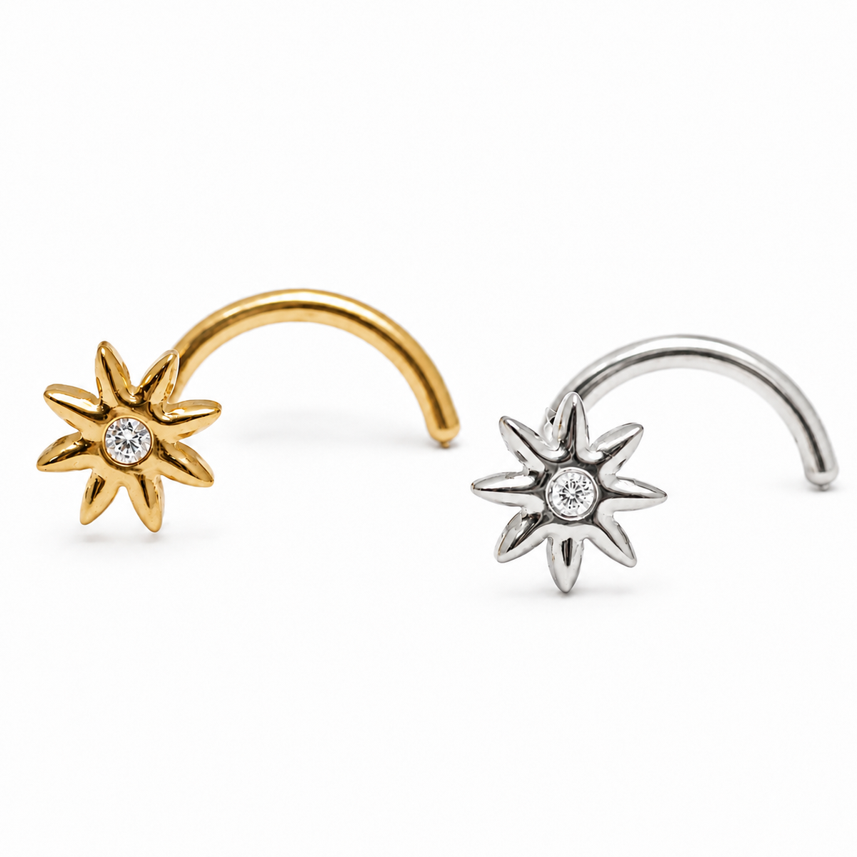 Implant Titanium White Fire Opal Beaded Nose Stud Curl 20g