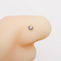 Implant Titanium White Fire Opal Beaded Nose Stud Curl 20g