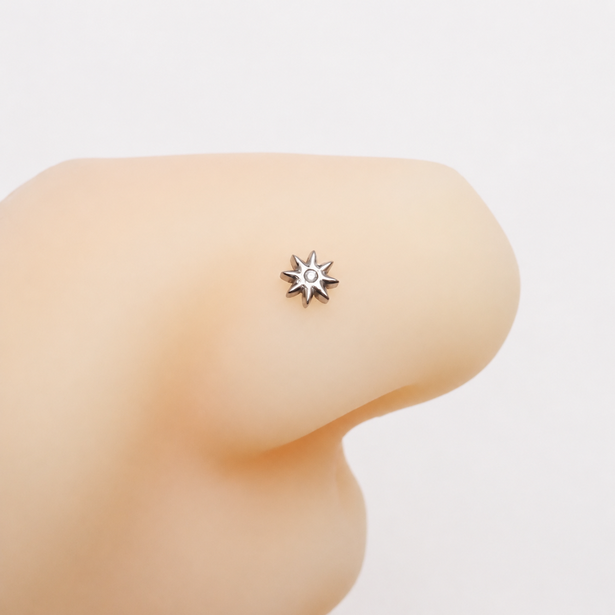 Implant Titanium White Fire Opal Beaded Nose Stud Curl 20g