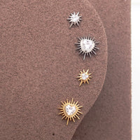 Implant Titanium Starburst Heart CZ Flatback Piercing, Internally Threaded
