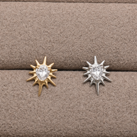 Implant Titanium Starburst Heart CZ Flatback Piercing, Internally Threaded