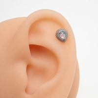 Implant Titanium Opalite Teardrop Flatback Piercing- Internally Threaded