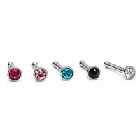 5-Set CZ Steel Nose Studs 18g