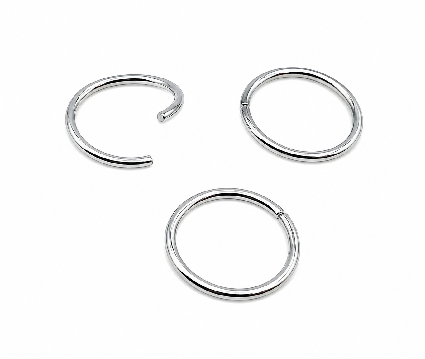 Steel Set of 3 Seamless Pull-Apart Rings 20g