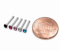 5-Set CZ Steel Nose Studs 18g