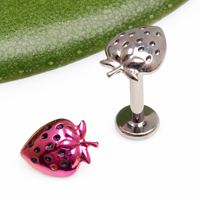 Strawberry Titanium Flatback/ Labret Piercing 18g, 16g, 14g